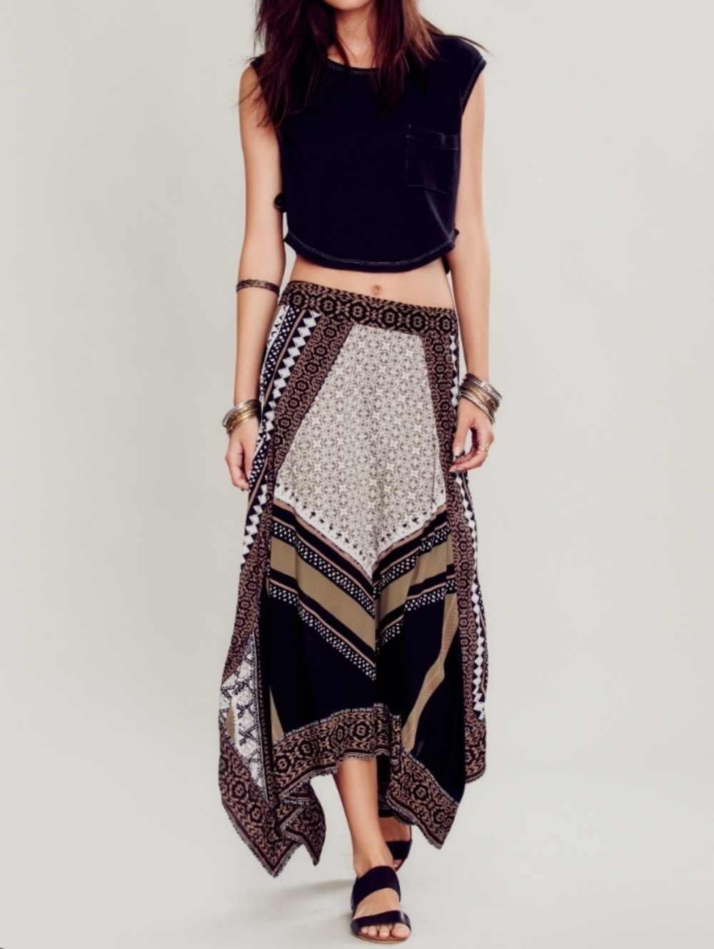 FREE PEOPLE bedouin traveler maxi skirt M
